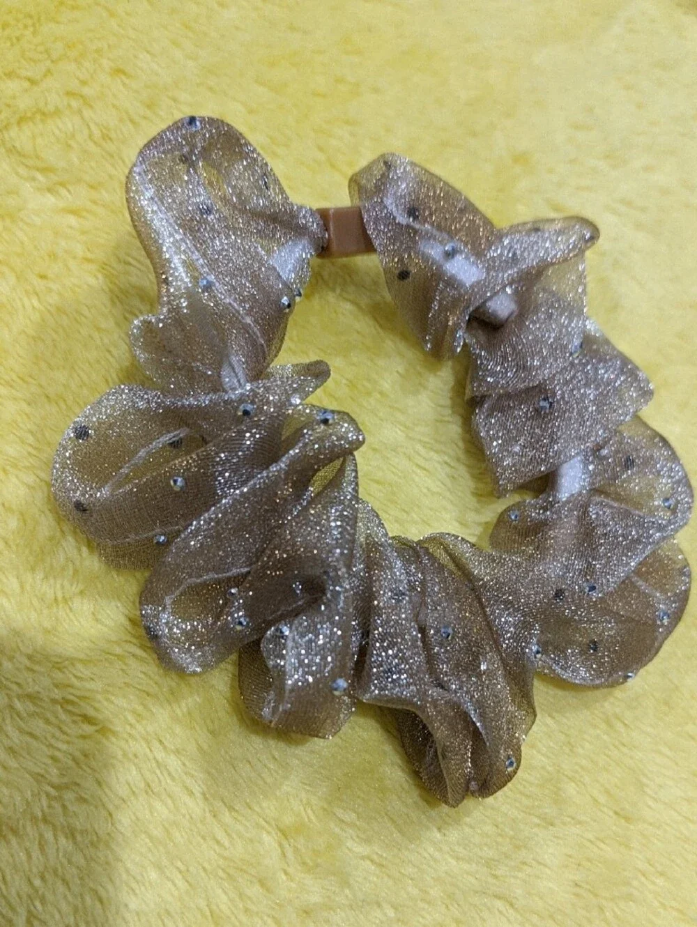 Sparkle Mesh Hair Scrunchie - Gold